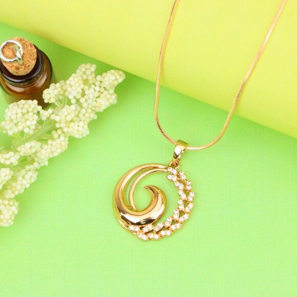 "Elegant Rose Gold Spiral Pendant with Sparkling Stone Accents, XPPT1243 - Picture 5 of 12